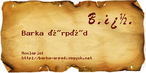 Barka Árpád névjegykártya